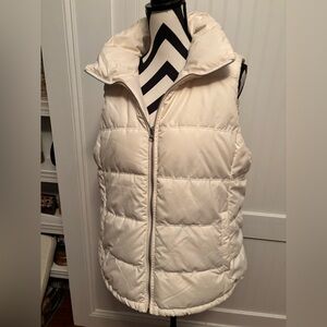 Old Navy White Quilted Puffer Vest with Stand Collar